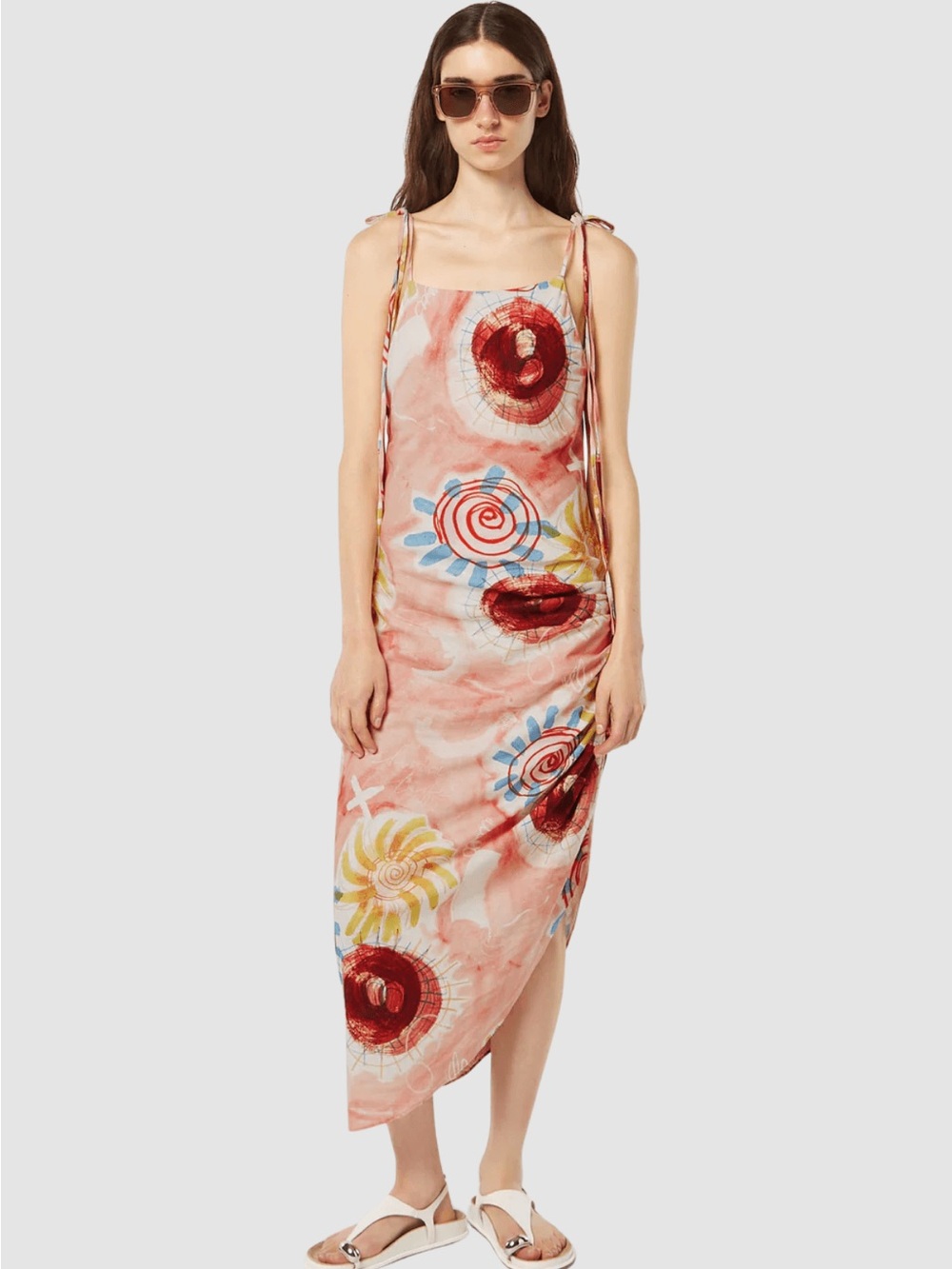 Scotch & Soda Printed Ruched Side Midi Dress